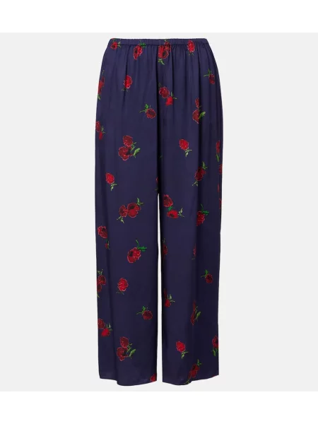 Szerokie spodnie Khaite z nadrukiem z twillu niebieskie