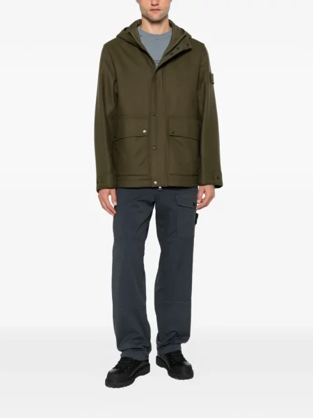 Geacă Stone Island cu glugă cu strasuri verde