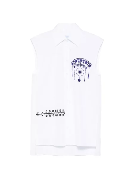 Top Seafarer bez rękawów z nadrukiem biały