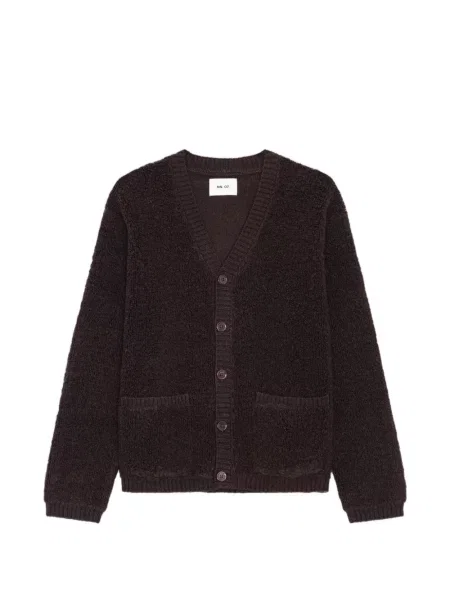 Cardigan Nn07 din fleece cu decolteu în V maro