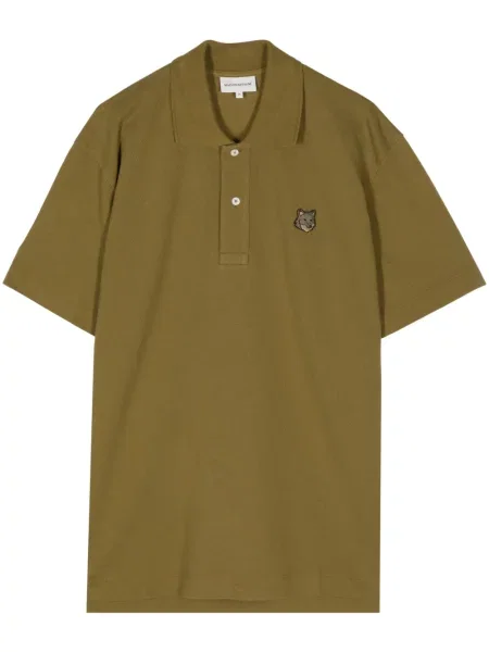 Tricou polo Maison Kitsune cu aplicații maro