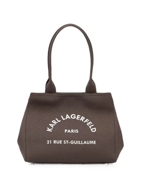 Geantă shopper Karl Lagerfeld cu imagine din canvas maro