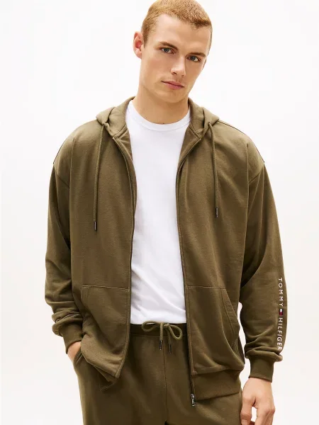 Tommy Hilfiger mikina s kapucňou pánska s bavlnou zelená