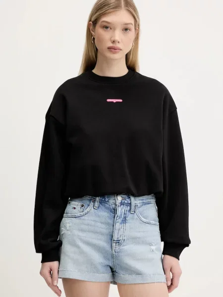 Dukserica Tommy Jeans za žene s tiskom crna