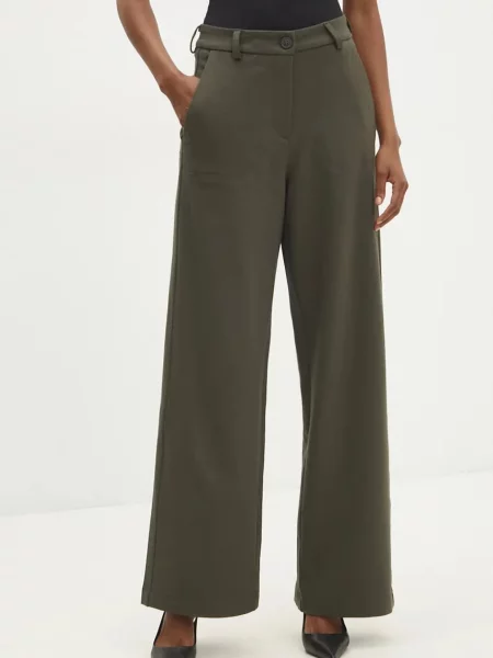 Панталон Answear Lab с широка каройка с висока талия зелено