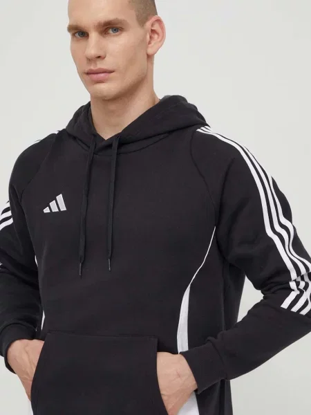 Суичър с качулка Adidas Performance с качулка с апликация черно