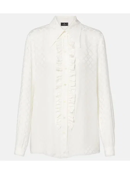 Bluză Etro din satin cu imagine alb