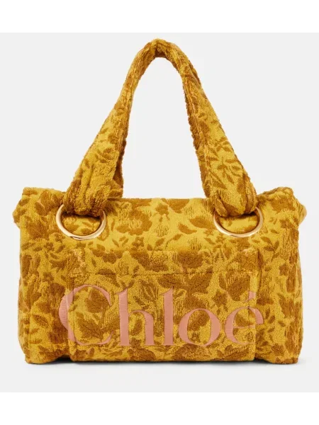 Geantă Chloé din material terry galben