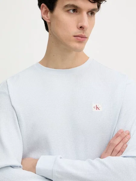Тениска с дълъг ръкав Calvin Klein Jeans с дълъг ръкав синьо