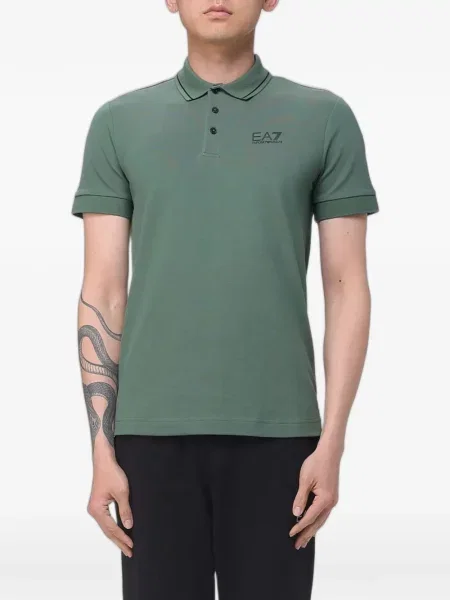 Къс поло тениска Ea7 Emporio Armani с принт зелено