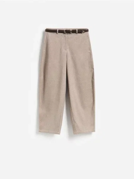 Reserved Pantaloni barrel leg cu curea multicolor