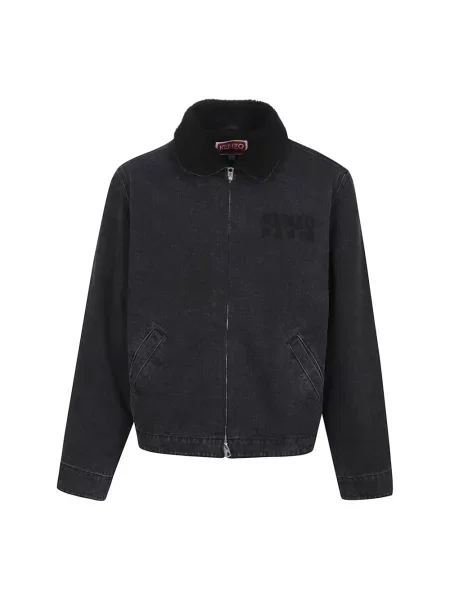 Kenzo kurtka jeansowa Happy Tiger Utility Fleece przejściowa czarny