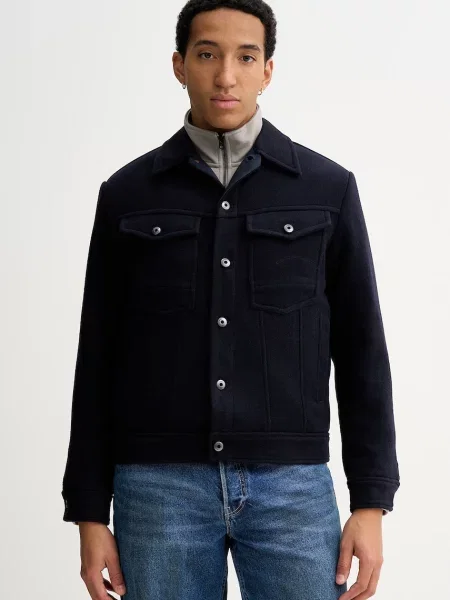 G-Star jachetă din amestec de lână bleumarin de tranziție