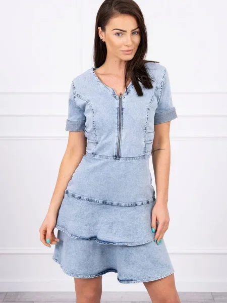 Rochie din denim Kesi de costum stretch gri