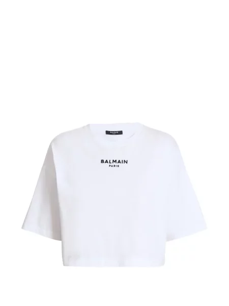 Tricou Balmain cu broderie alb