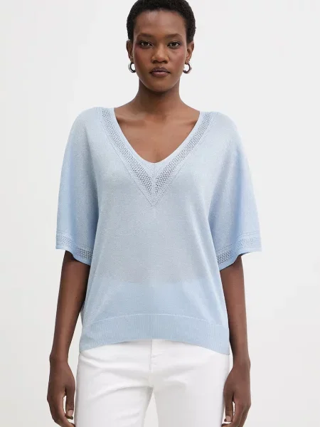 Morgan sweter z krótkim rękawem z MCHRIS niebieski