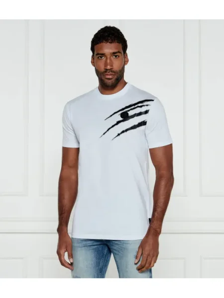 Plein Sport Tricou Lamina Scratch alb