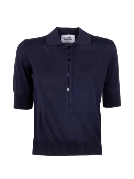Kołnierzykowy top Alpha Studio niebieski