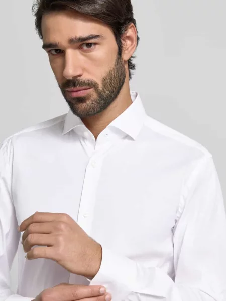 Koszula biznesowa o kroju slim fit z dodatkiem streczu model ‘Hank Hai’ Boss biała