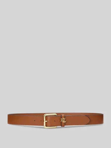 Pasek ze skóry bydlęcej z aplikacją z logo Lauren Ralph Lauren