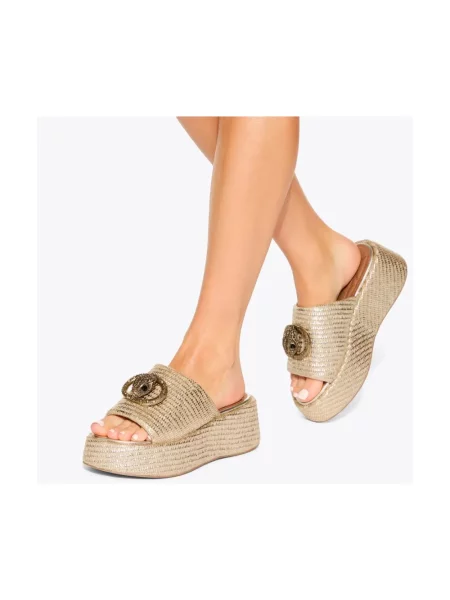 Klapki mules Kurt Geiger London beżowe