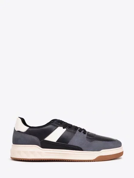Sneakersy z ekoskóry czarno szare