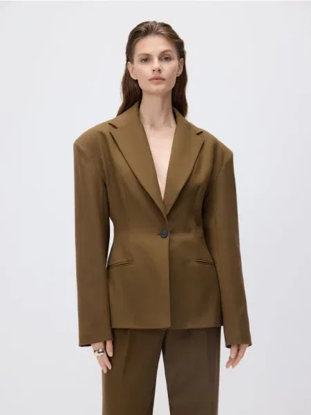 Reserved Приталений піджак з теплий оливковий 