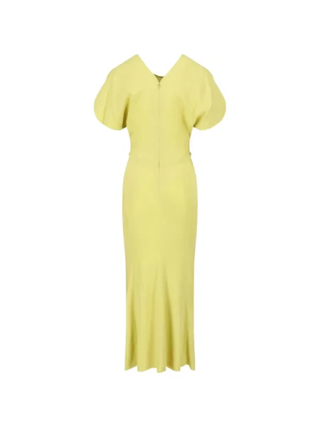 Rochie midi Victoria Beckham cu volane galben