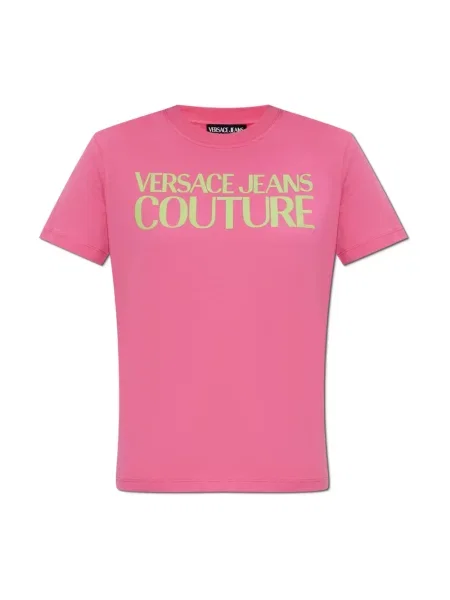 Koszulka Versace Jeans Couture z logo różowa