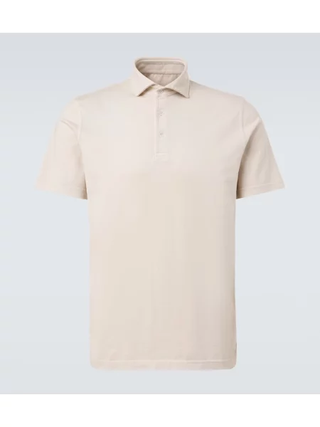 Tricou polo Fedeli din jerseu bej