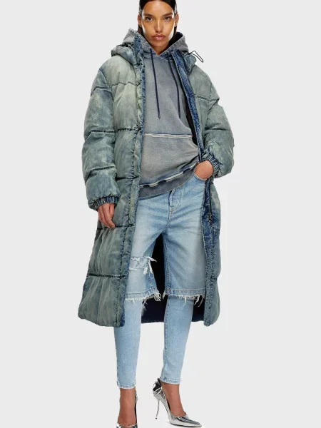Длинная джинсовая куртка Diesel голубая