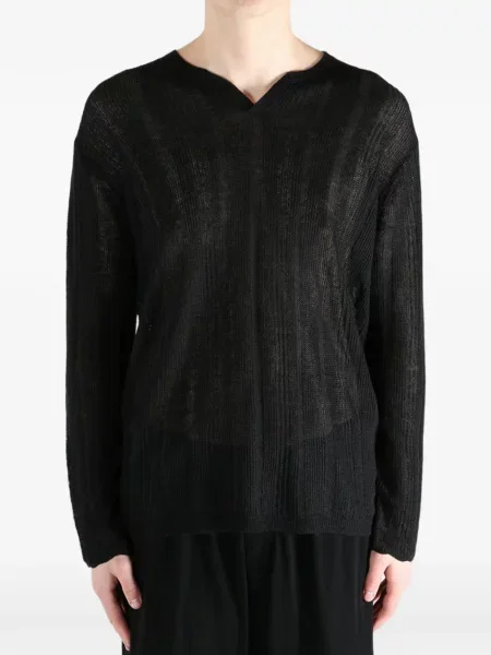 Majica Yohji Yamamoto s V-izrezom crna