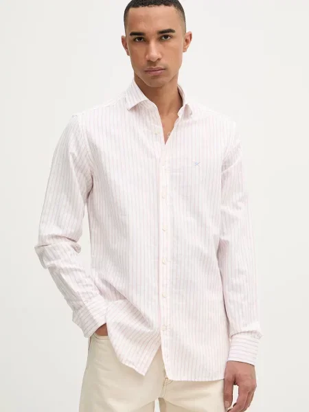 Hackett London cămașă pentru bărbați cu amestec de in portocaliu