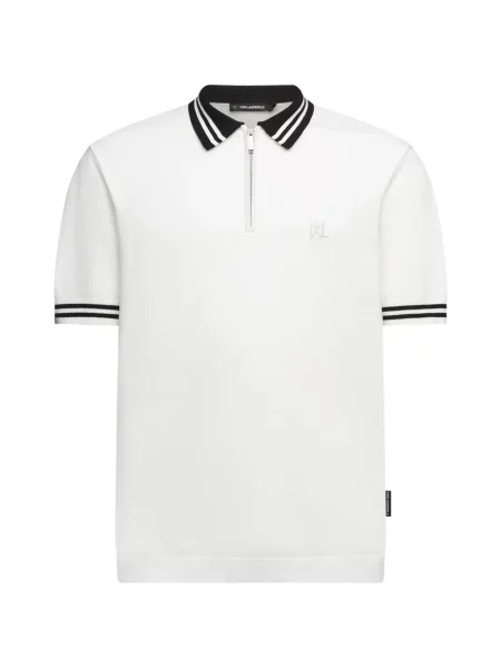 Tricou polo Karl Lagerfeld tricotate alb