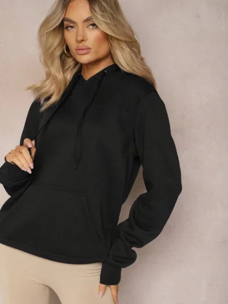 Klasyczna Bluza z Kapturem ze Ściągaczem Mozartia czarna