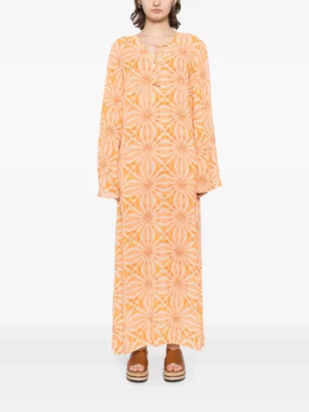 Rochie Bambah cu imagine cu imprimeu geometric de costum portocaliu
