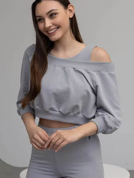 Женский кроп-топ сірий