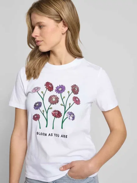 T-shirt o kroju slim fit z czystej bawełny model KITA' Only biała