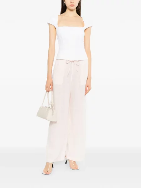 Pantaloni James Perse cu cordon roz