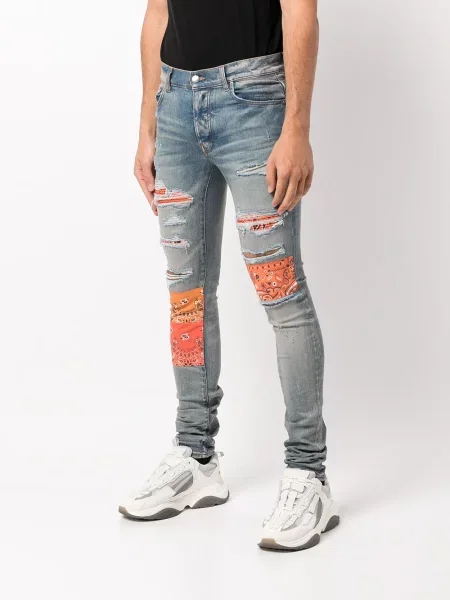 Skinny jeansy skinny Amiri niebieskie