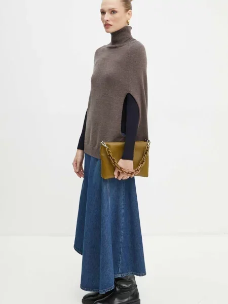 Вовняний светр Max Mara Leisure гольф коричневий