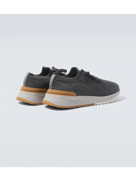 Sneakerși Brunello Cucinelli din piele gri
