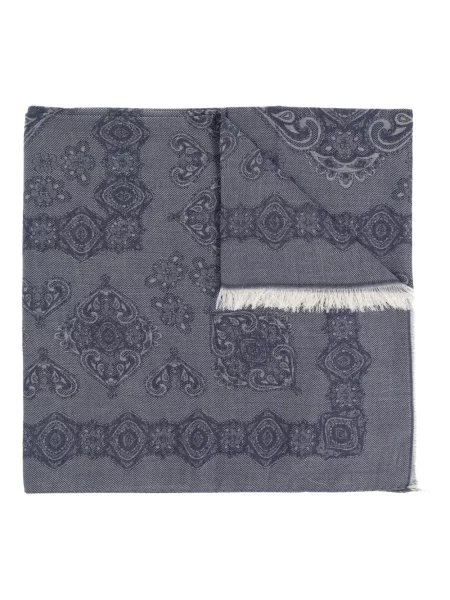 Fular Etro cu franjuri cu model paisley albastru