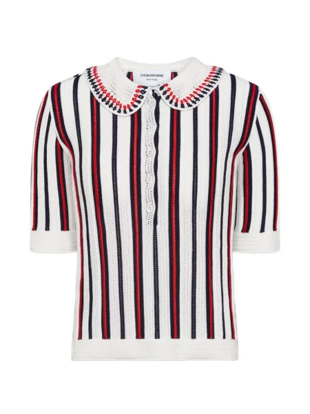Croșetat tricou polo Thom Browne tricotate alb
