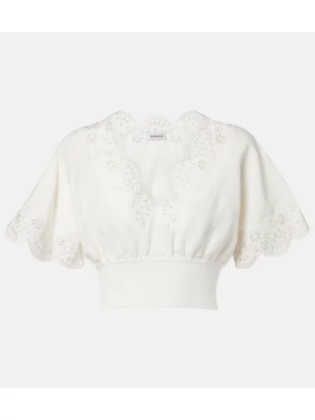 Top Simkhai cu broderie de in alb