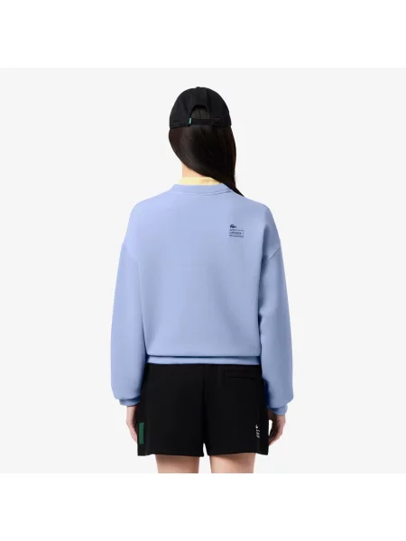 Lacoste Bluza Z Okrągłym Dekoltem Oversize niebieska