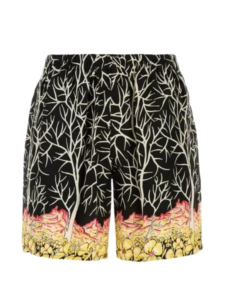 Pantaloni scurți Y's cu model floral cu imagine negru