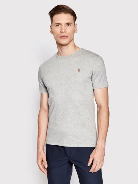 Siuvinėtas marškinėliai Polo Ralph Lauren pilka