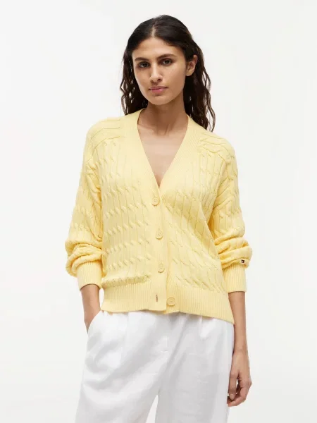 TOMMY HILFIGER Pletena jopa svetlo rumena