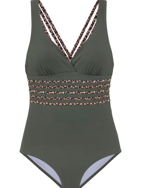 LASCANA Costum de baie întreg / maro / verde bej